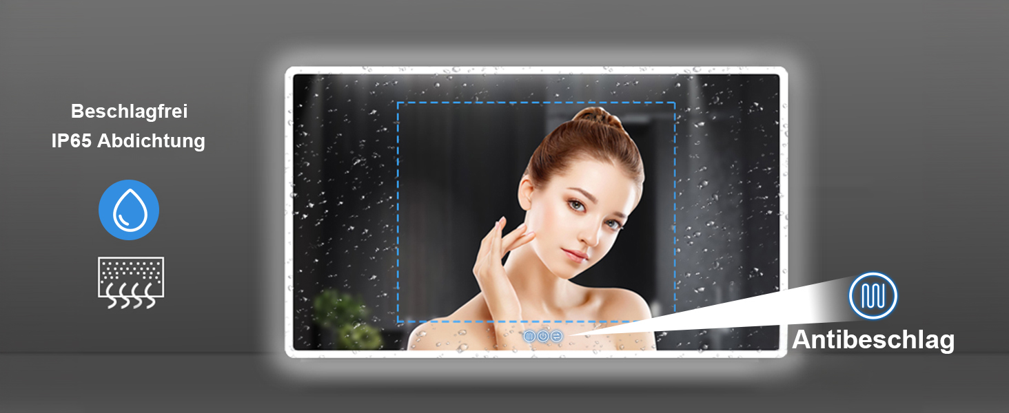 Дзеркало для ванної кімнати з підсвічуванням 100x60 см Faw Halo Double, HD скло, сенсорні кнопки, IP65, 3 кольори, вертикальна/горизонтальна орієнтація, функція пам'яті