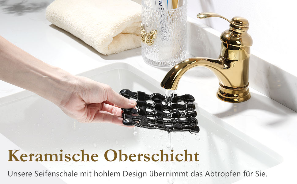 Підставка для мила Shinowa з подвійним шаром та знімним контейнером для води. Мильниця самостійно спорожняється, підходить для ванної кімнати, кухні, душу, ванни, раковини, робочої поверхні. Матеріал: мармур, білий (текстурований).