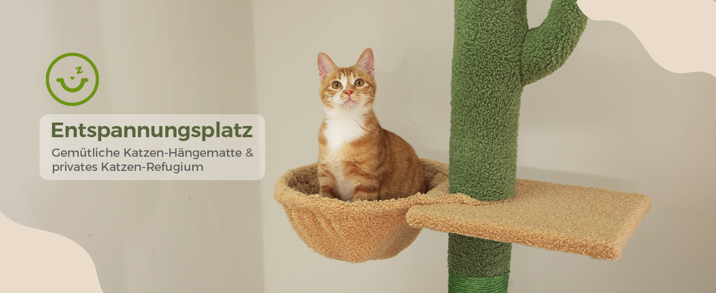 Котячий комплекс PAWZ Road з драбиною до стелі, регульований, 216-273 см, з гамаком та будиночком, страховий ремінь, бежевий