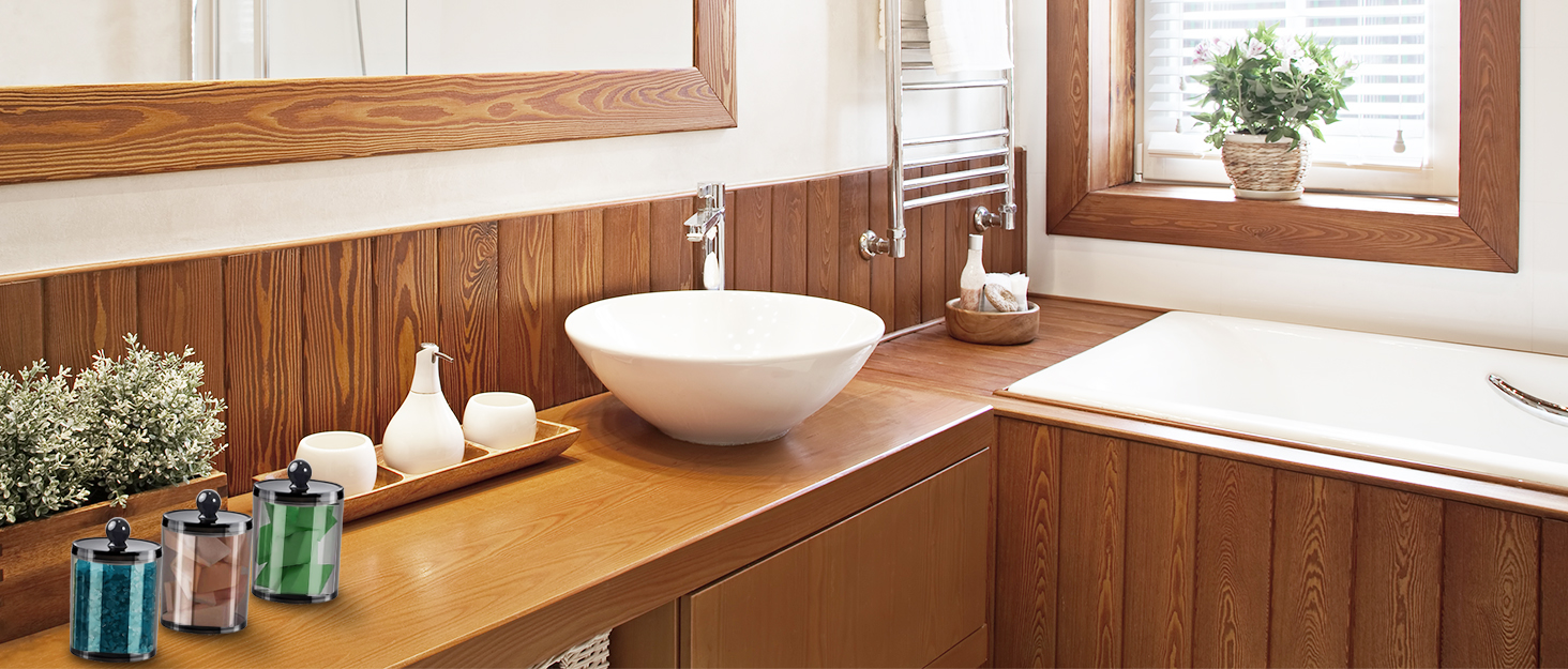 Організатор для ватних дисків та паличок AIMIXUN, набір 2 шт, чорний, прозорий диспенсер, для ватних паличок, зубної нитки, шпиньок