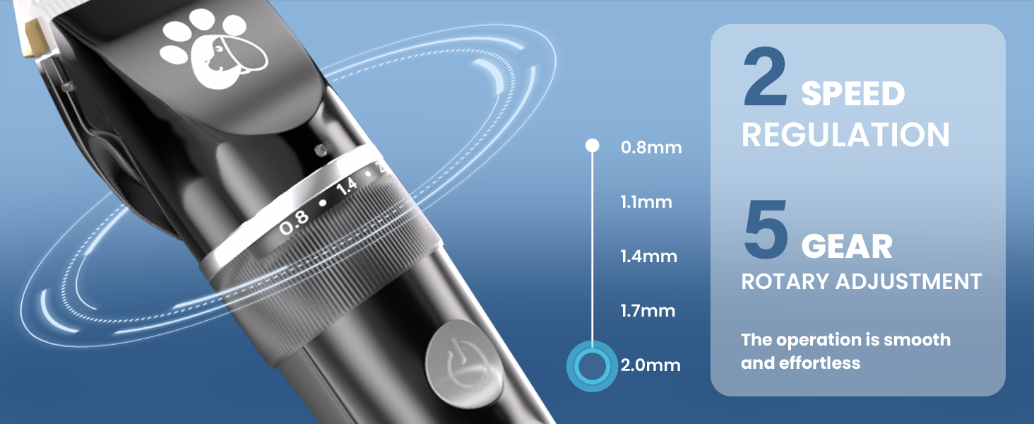 Професійний собачий триммер для собак та котів, бездротовий, 2 швидкості, LED-дисплей, IPX5, для собак та котів середніх та малих порід