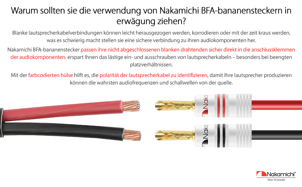 Позолочені бананові роз'єми Nakamichi 24K для акустичних кабелів 12-18 AWG, 4 мм, для підсилювачів, Hi-Fi ресиверів та домашніх кінотеатрів, 4 шт (2 пари)