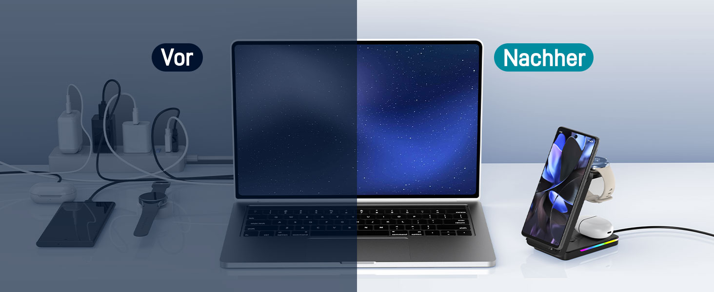 Зарядна станція індуктивна 3-в-1 для Google Pixel Watch 3/2, Pixel 10/9/9 Pro/8/8a/7 та Pixel Buds Pro 2 (складна, бездротова)