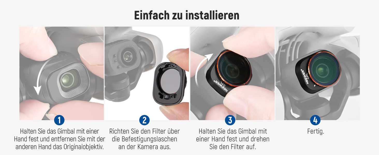 Набір фільтрів NEEWER ND&CPL для DJI Mini 4 Pro: 6 шт. (ND8, ND16, ND32, ND64, ND128, CPL) з ультратонким рамкою. Фільтри для дрона з HD склом, комплект