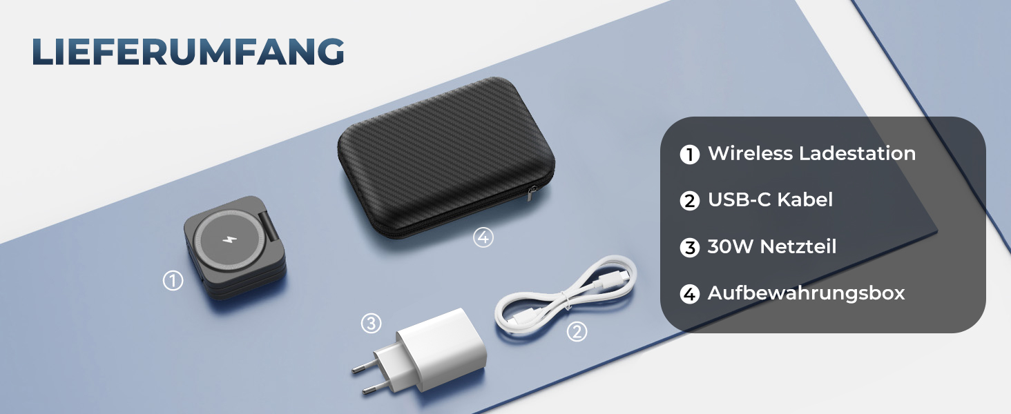 Зарядна станція KU XIU X55 15W MagSafe 3-в-1: для Apple Watch, iPhone 17-12, AirPods + USB-C 30W адаптер, сіра, складана, магнітна