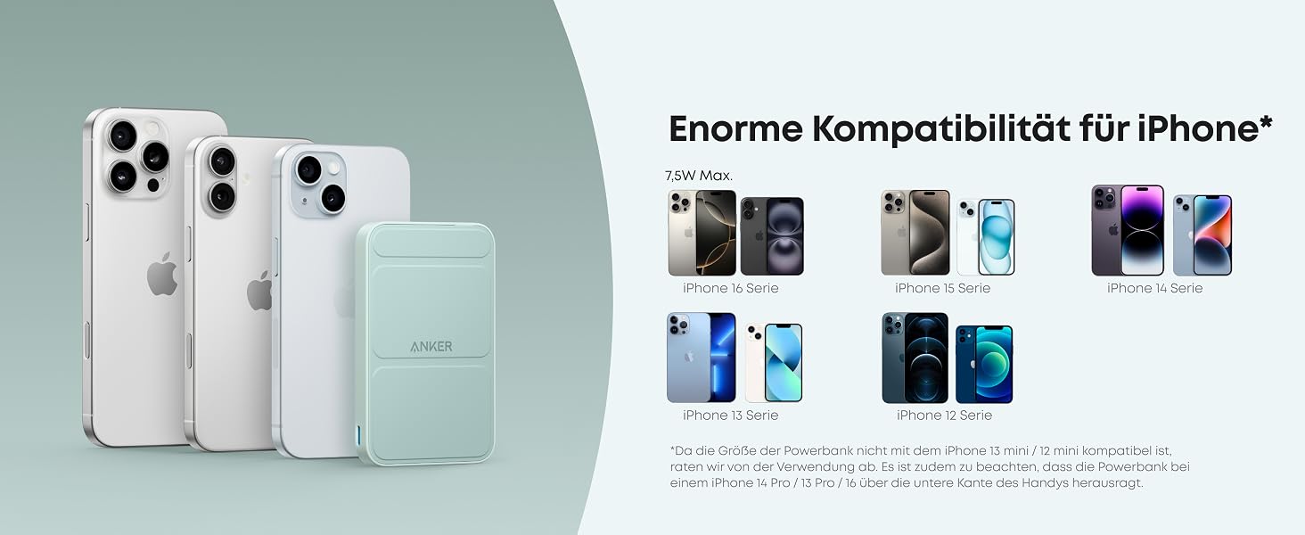 Магнітний бездротовий зовнішній акумулятор Anker 622 MagGo Power Bank 5000mAh з USB-C та складаним дизайном для iPhone 12/13/14/15/16/17, Jade Green