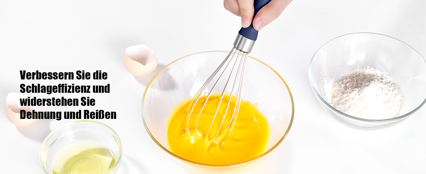 Ручний вінчик для кухні Doosu 28 см, з нержавіючої сталі 18/8, 8 гнучких дротів для збивання та перемішування (Midnigth Blue, S-23cm)