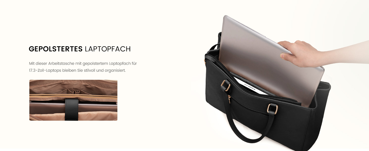 Сумка для ноутбука LOVEVOOK жіноча 17 дюймів: Акта, шопер, сумка для роботи, університету, школи, офісу, бежевий колір