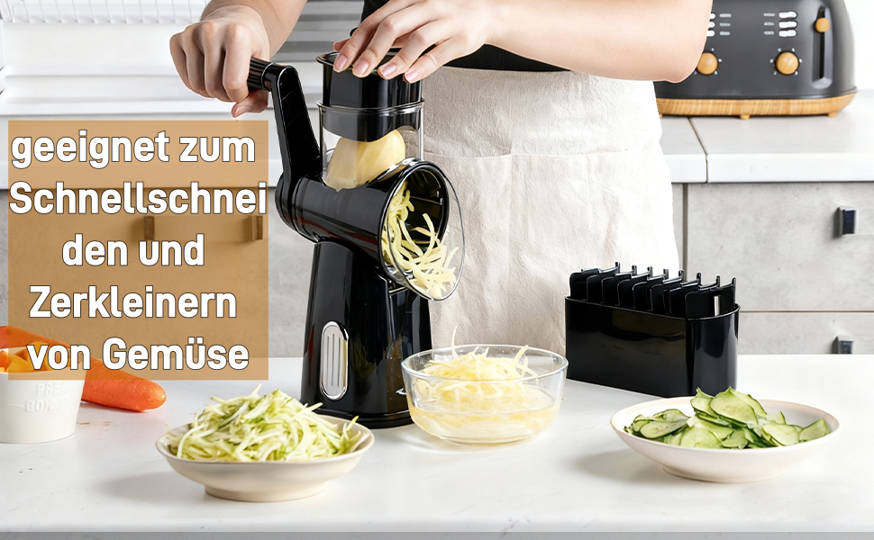 Ручна тертка для сиру та овочів з 5 зміненими лезами з нержавіючої сталі, з ручкою, для кухні.