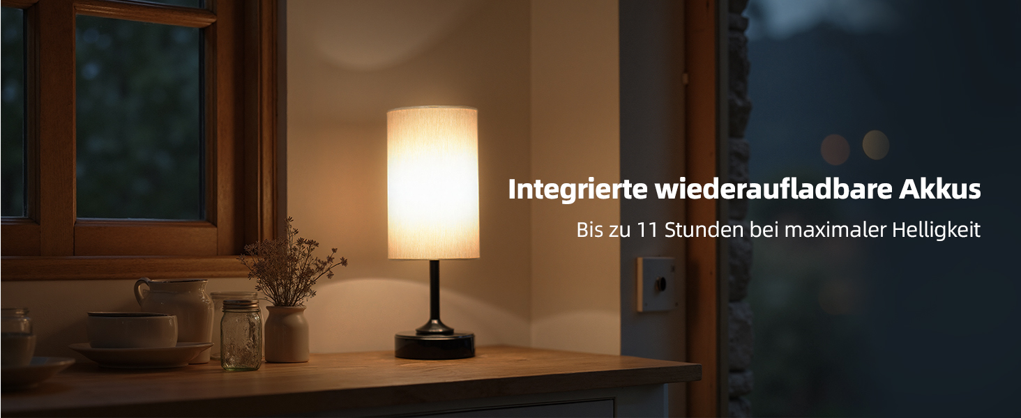 Світлодіодна настільна лампа EZVALO з сенсорним димером, акумуляторна (4000mAh), USB-C, тепле світло 2700K, чорна - 1 шт.