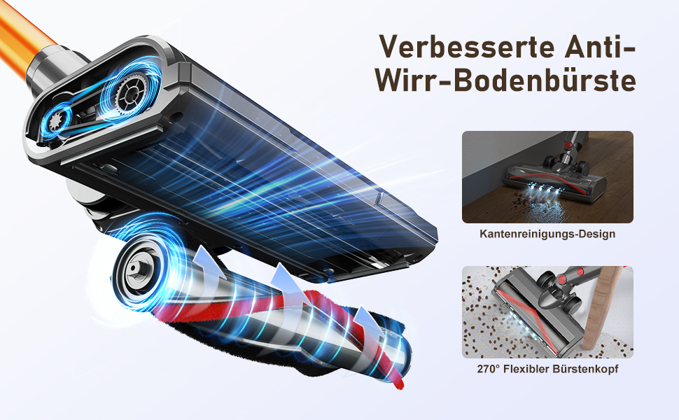Бездротовий акумуляторний пилосос 55000 Па, 600 Вт, час роботи 55 хв, док-станція, акумуляторний пилосос A34 з дисплеєм, антизаплутувальною насадкою для килима, твердих поверхонь та шерсті тварин