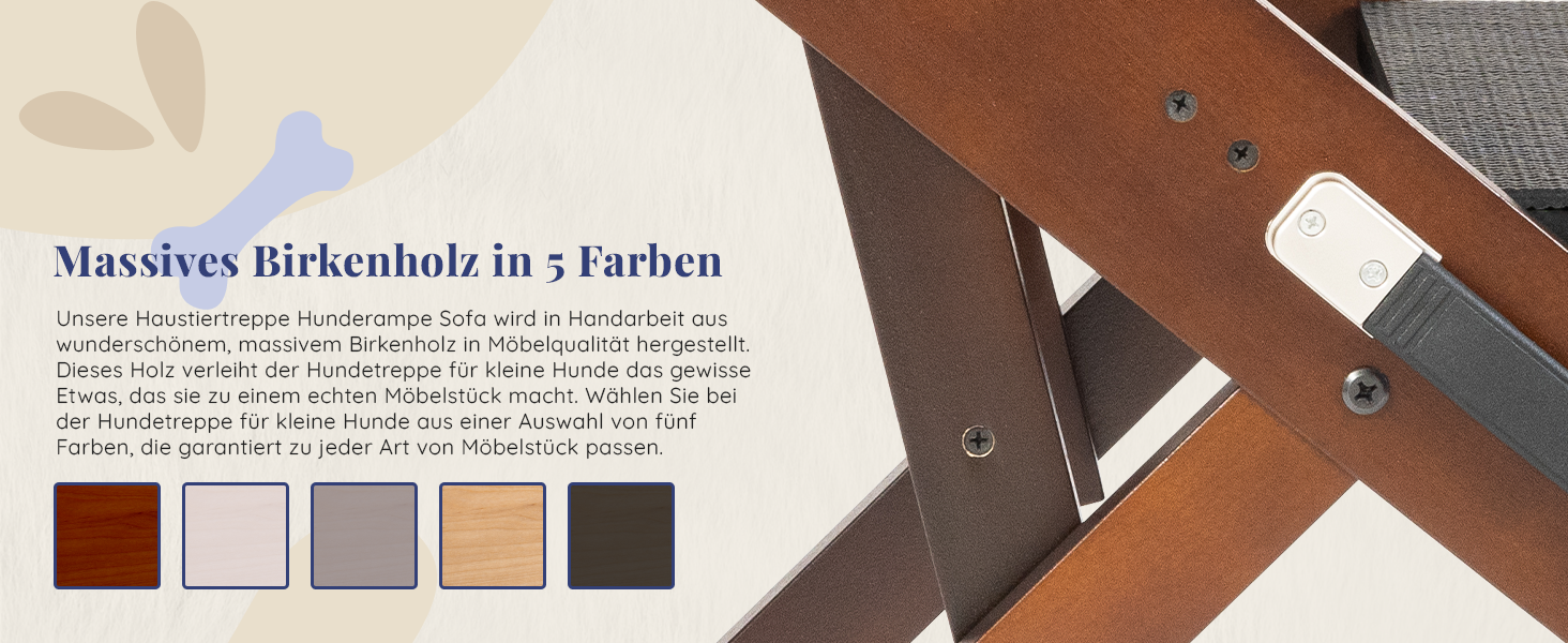 Сходинки для собак на ліжко та диван 2-в-1 - регульована рамка для собак, 18-50 см - для маленьких собак - легка переносна сходинка з платформою, натуральний колір (коричневий)