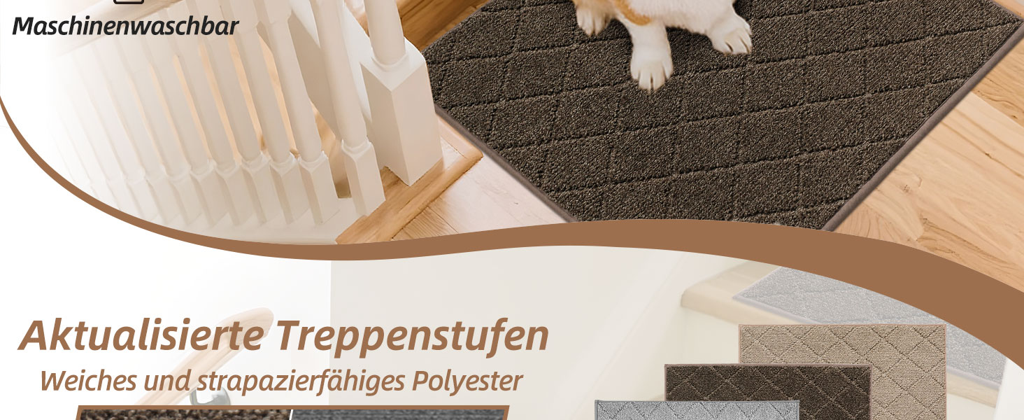 Ковзаючі сходи COSY HOMEER, 15 шт., 70 x 22 см, антиковзкі, самоклеючі, машинне прання, 100% поліестер, TPE-підкладка, для дітей, літніх людей та домашніх тварин, сірий та білий