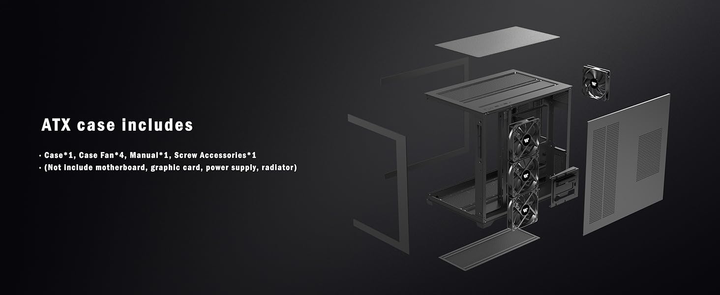 Корпус ПК KEDIERS G500 (білий) з 7 ARGB-вентиляторами, Mid-Tower ATX, з подвійним загартованим склом, для геймінгу