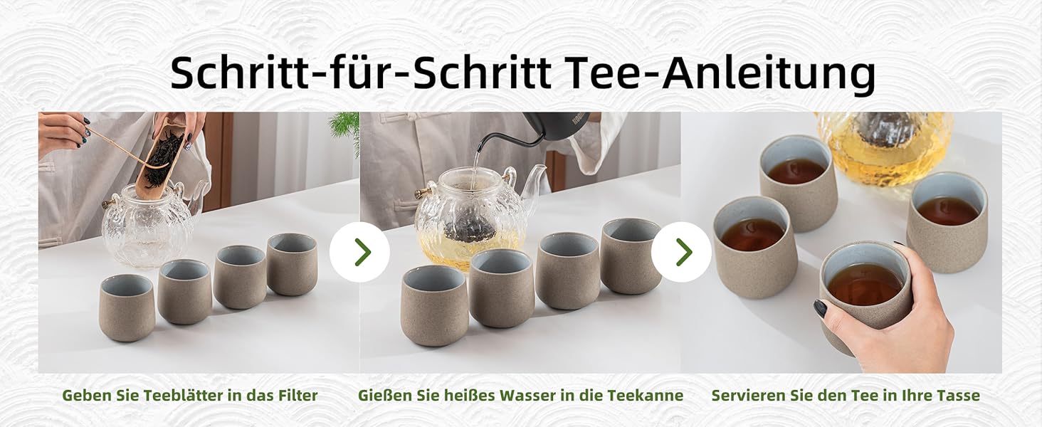 Японський чайний набір Teanagoo з кераміки, 205 мл, темно-сірий, 4 шт.