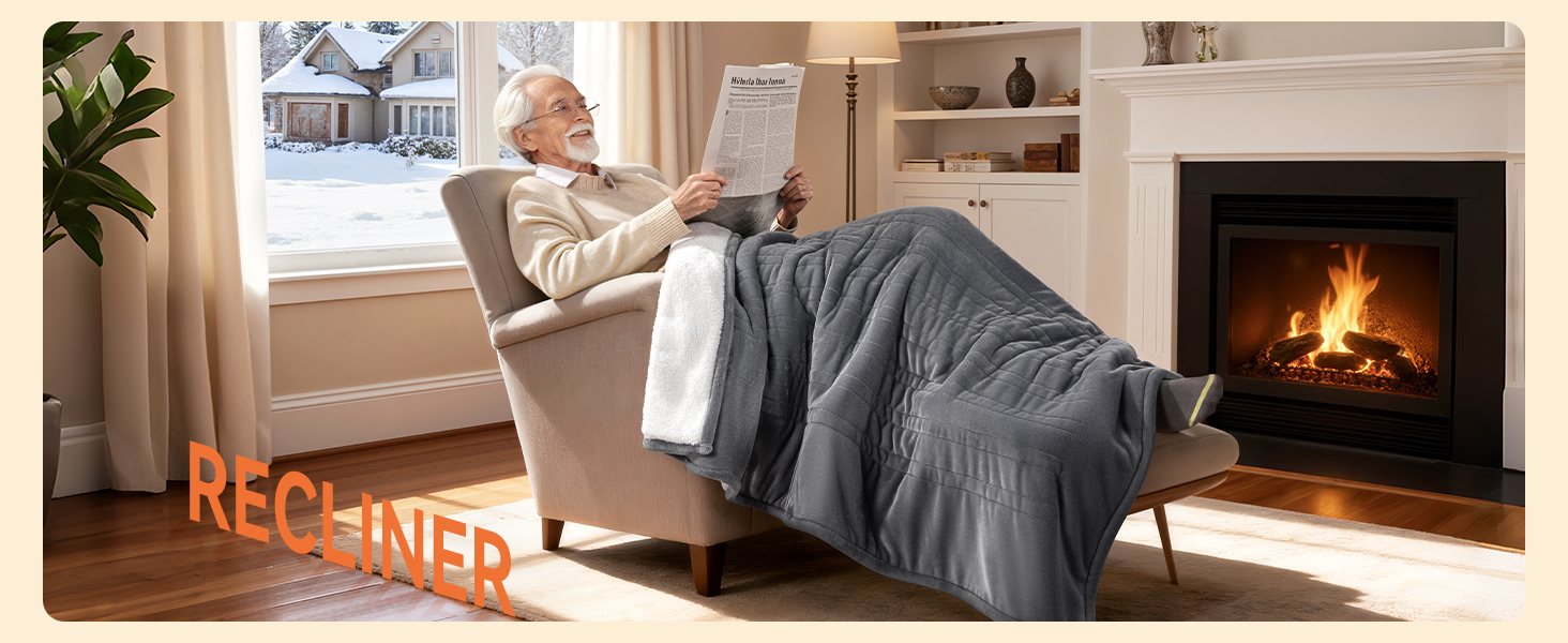 Електрична гріюча ковдра з 9 зон нагріву, таймером та функцією пам'яті, 160x120 см. Двостороння фланель та штучне хутро. Для 1 особи/дивану