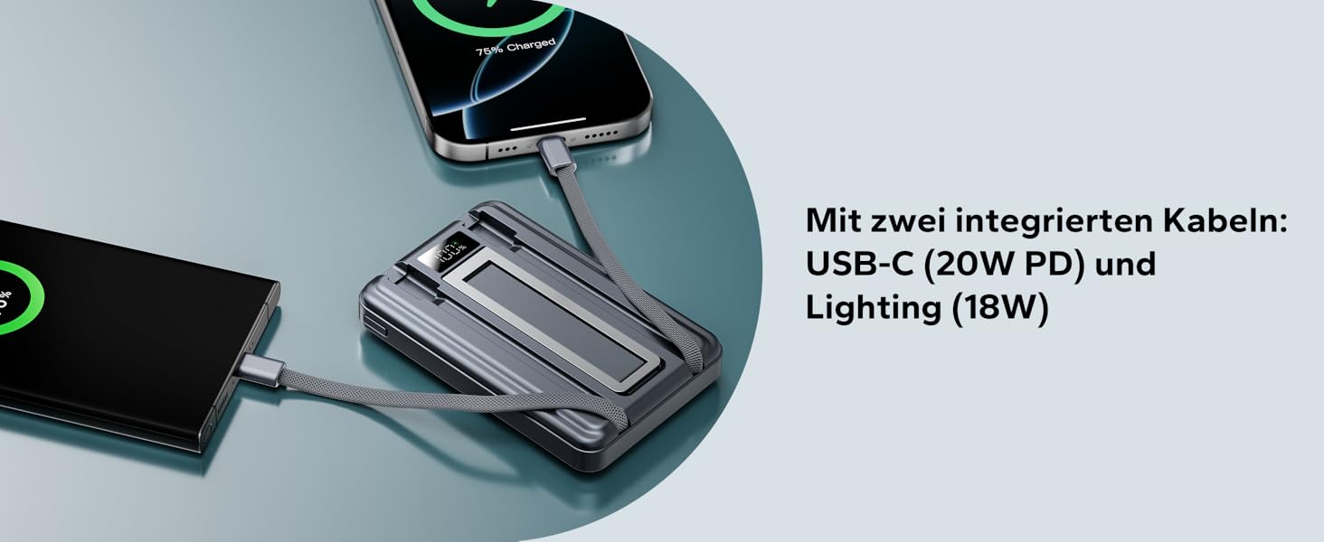 Power Bank Magsafe 10000mAh з USB-C, 20W PD, бездротова зарядка для iPhone, Apple Watch, AirPods (Чорний)