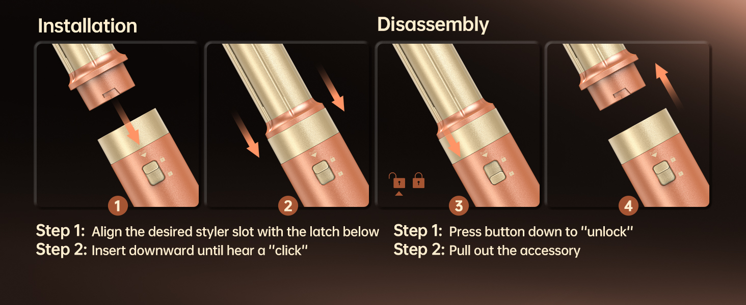 Webeauty 7-в-1 Стайлер для волосся: фен, плойка, брашинг, дифузор, 110,000 об/хв, 25 м/с, 500 млн негативних іонів, Dual Voltage, Mokka