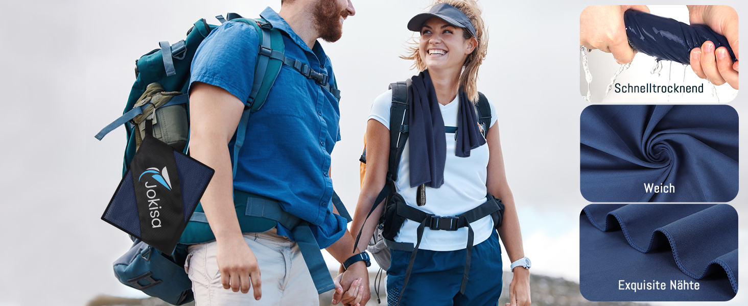 Набір рушників з мікрофібри 2 шт: великий (180x90 см) для пляжу та маленький (80x40 см) для спорту, швидковисихаючі та не піскучі, для відпочинку, сауни, трекінгу (темно-синій)