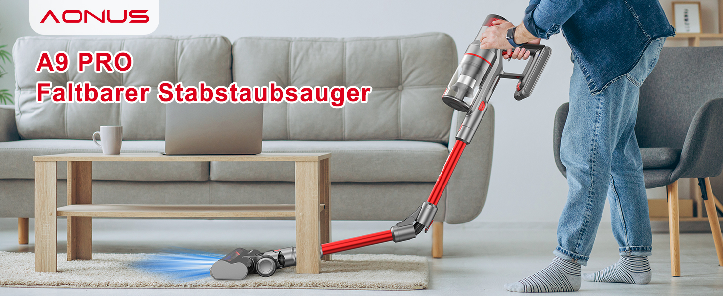 Акумуляторний пилосос Aonus A9 Pro, пластиковий, червоний, 500 Вт, об'єм 1 літр, 60 дБ