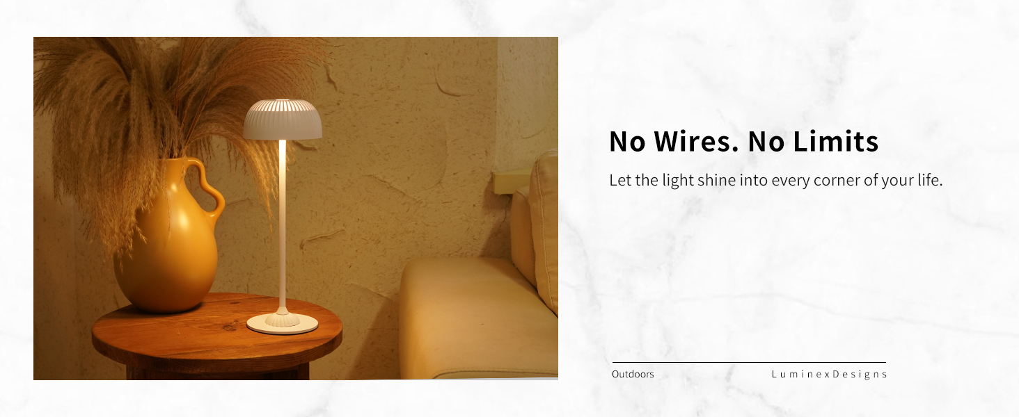 Світлодіодна настільна лампа бездротова LED для вулиці та дому, диммована, з акумулятором 5200mAh, водонепроникна IP54, чорна (D-біла)