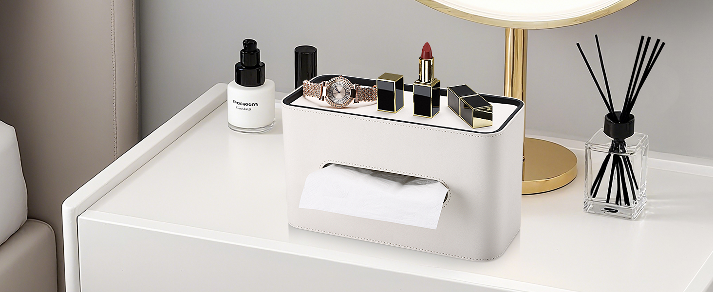 Скріпка для серветок GORESE, шкіряна, квадратна, біла (15x15x15.8 см)