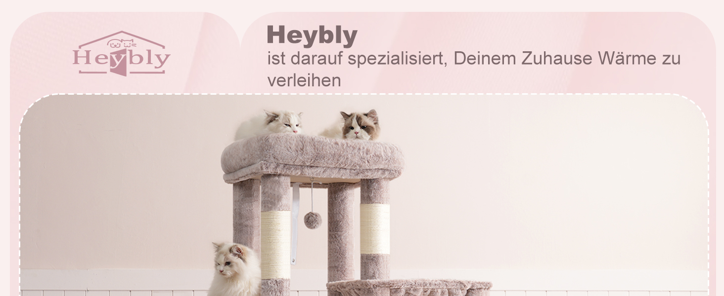 Дерев'яний комплекс для котів Heyby Kratzbaum 120см з X-основою, багатоярусний, з гамаком та дряпалкою (Колір: коричнево-бежевий)