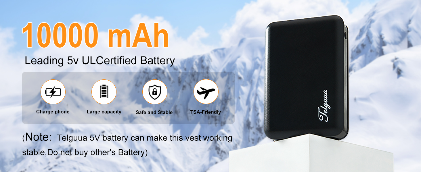 Тепла флісова жилетка Telguua з підігрівом для чоловіків з Powerbank 5V 10000mAh, 6 зон нагріву, 3 рівні температури, керування 2 зонами, для кемпінгу, піших прогулянок, сноубордингу, чорна