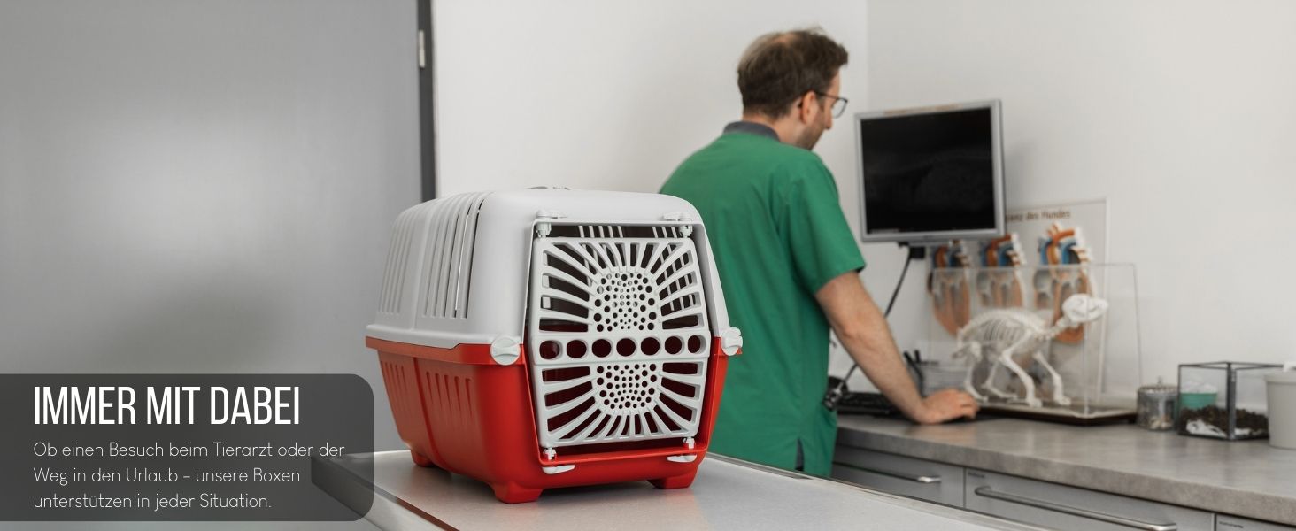 Транспортний бокс для собак Lionto, 55x36x36 см, з ручкою, для собак та котів, до 15 кг, синій