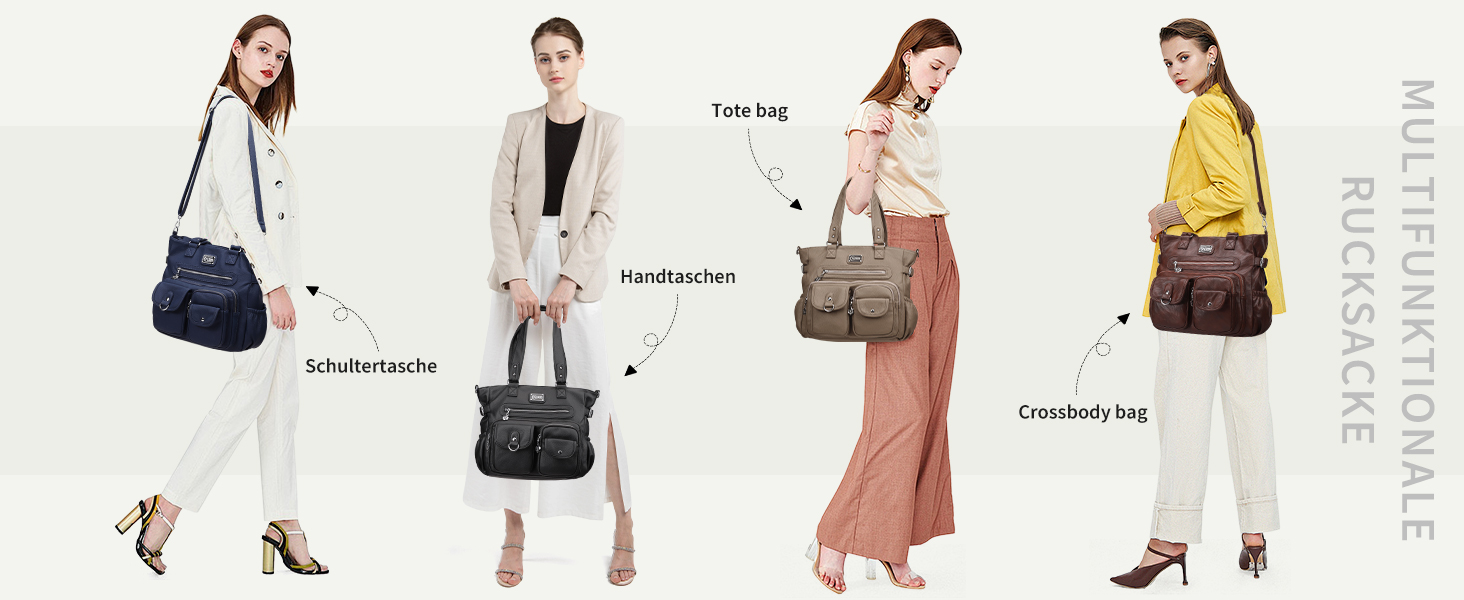 Сумка жіноча KL928 через плече, велика, чорна, PU шкіра, з багатьма відділеннями