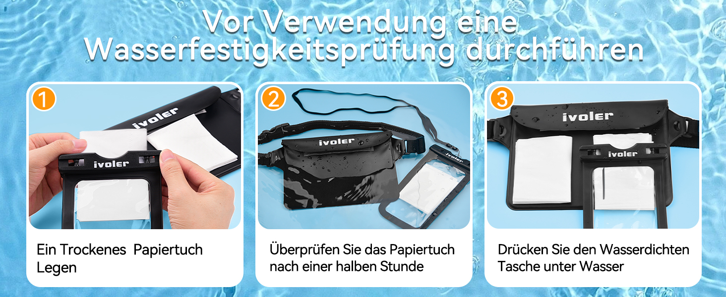Водонепроникна поясна сумка-мішок Ivoler з водонепроникним чохлом для телефону, універсальна пляжна сумка для водного спорту, плавання, відпочинку на човні (чорна)
