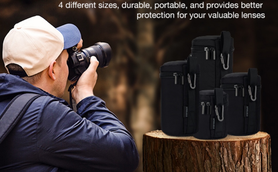 Водонепроникний захисний чохол для об'єктивів камери (набір 4 розмірів) - захист для DSLR об'єктивів