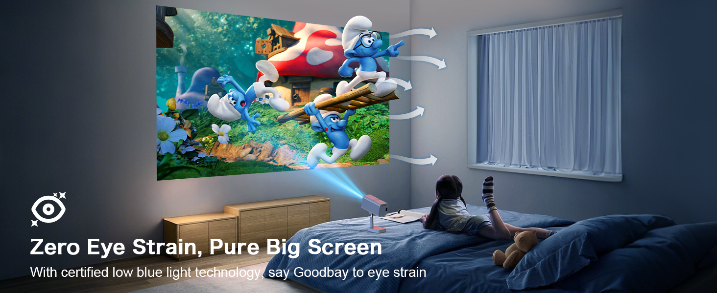 Smart Beamer Puxinat з Android TV, WiFi 6, Bluetooth 5.2: Міні проектор 1080P з авто-корекцією трапецеїдальних спотворень, регульованою підставкою та підтримкою YouTube, Netflix, Hulu