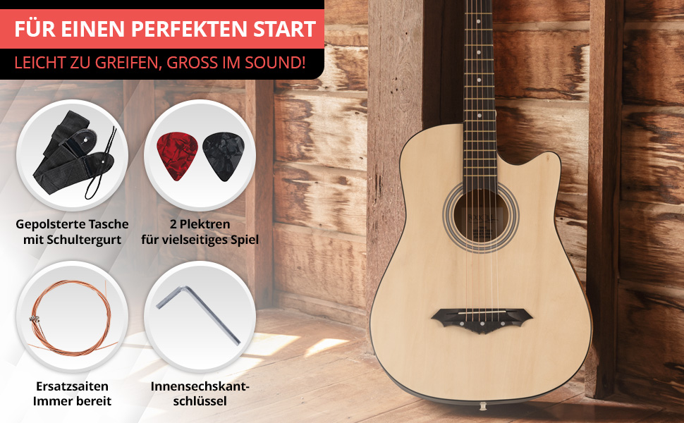 Rocktile WSD-5C-NT: Акустична гітара Western Slim Line Dreadnought - Натуральний колір (з аксесуарами)