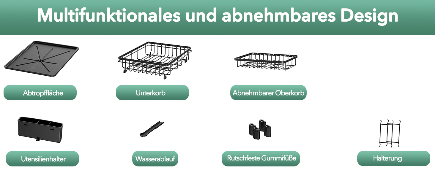 Підставка для посуду ROTTOGOON 2-ярусна, з нержавіючої сталі, чорна - органайзер для кухонних аксесуарів