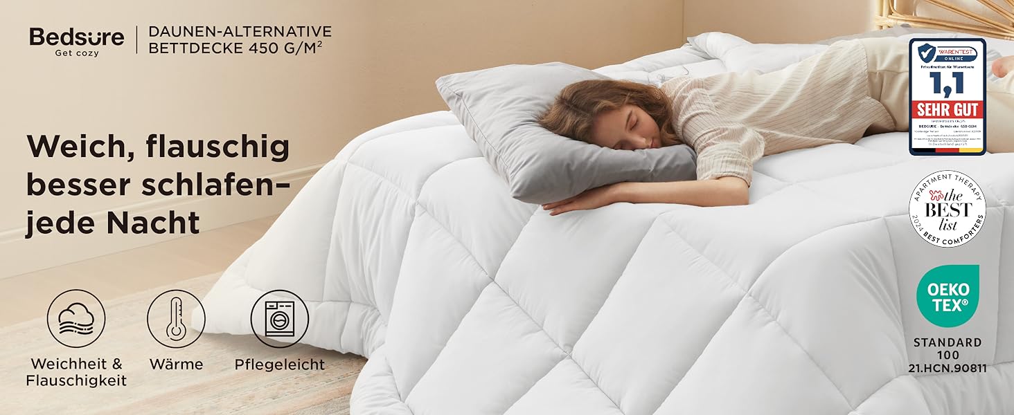 Комплект постільної білизни BEDSURE: ковдра зимова 135x200, ковдра літня 135x200, ковдра всесезонна 135x200, 450gsm, білий