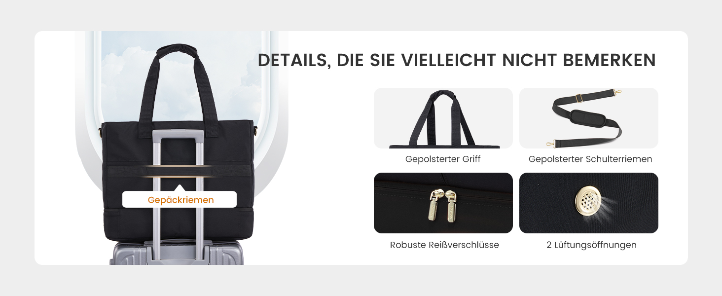 Сумка-валіза LOVEVOOK для жінок, 45L: велика валіза-рюкзак, сумка для подорожей, спортивна сумка, сумка для вихідної поїздки, клінічна сумка, сумка для пологового будинку, з косметичкою, відділенням для взуття та вологонепроникним відділенням, чорна