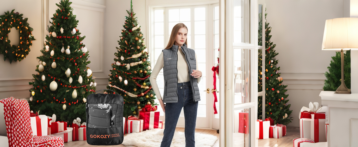 Електрична гріюча жилетка для жінок Gokozy з 5 зонами нагріву та Powerbank, сіра