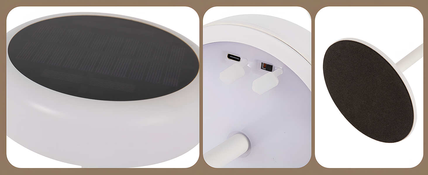 Настільна лампа на сонячній батареї з акумулятором LED, 2 шт. - Бездротова, з димером, сенсорна, біла, для дому та вулиці (IP44)