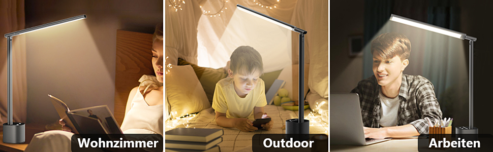 LED лампа настільна Hapfish з регулюванням яскравості, акумуляторна, з сенсорним керуванням, 5000mAh, для офісу, вулиці, приліжкові лампи (сіра)