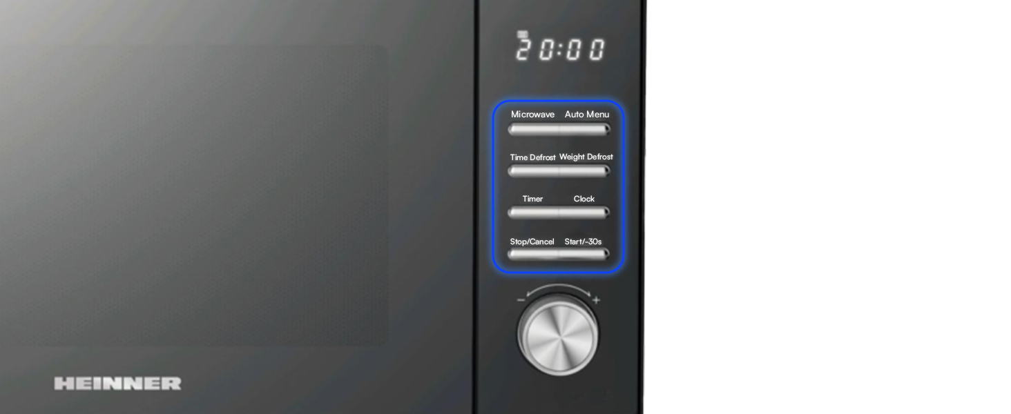 Мікрохвильова піч HMW-MD25DMRBK Mirror Black, 25 л, 800 Вт, 5 рівнів потужності, таймер, функція розморожування, чорний колір, поворотний піднос 28,5 см, 3 роки гарантії