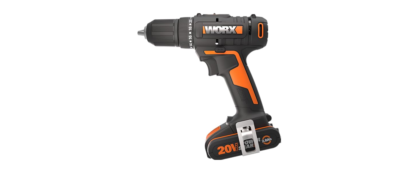 Акумуляторний дриль-шуруповерт WORX WX108 20V – універсальний інструмент для свердління та закручування, 20+1 момент затягування, 40Nm, 13мм патрон, 2 x 2Ah акумулятори, зарядний пристрій