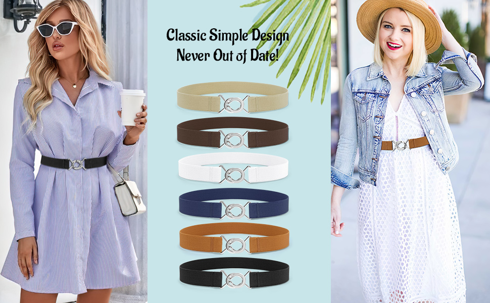 Еластичний ремінь LeaCoolKey для жінок та чоловіків, тонкий, стрейч, для джинсів та суконь, чорний, коричневий, білий, блакитний (80 см), розмір талії 76-90 см