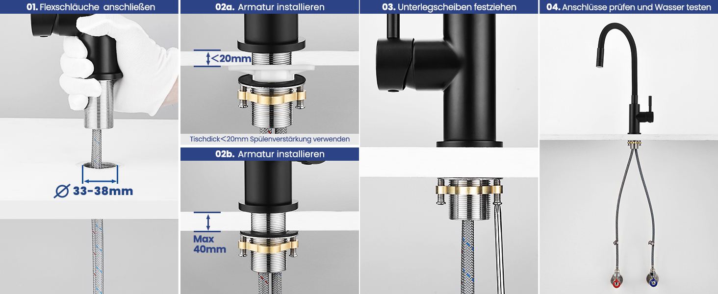 Змішувач для кухні гнучкий чорний, нержавіюча сталь, 2 режими струменя, 360° поворот, кухонний змішувач, преміум якість