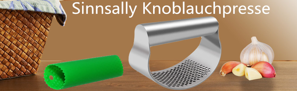 Прес для часнику з нержавіючої сталі, рокер, подрібнювач, прес-подрібнювач часнику, кухонний аксесуар з силіконовим очищувачем