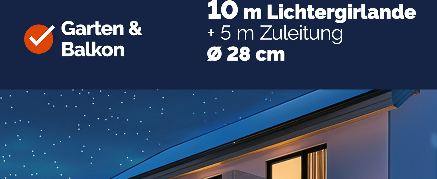 Гірлянда святкова CASARIA 5м, 100 LED, тепле біле світло, для прикраси дому та саду