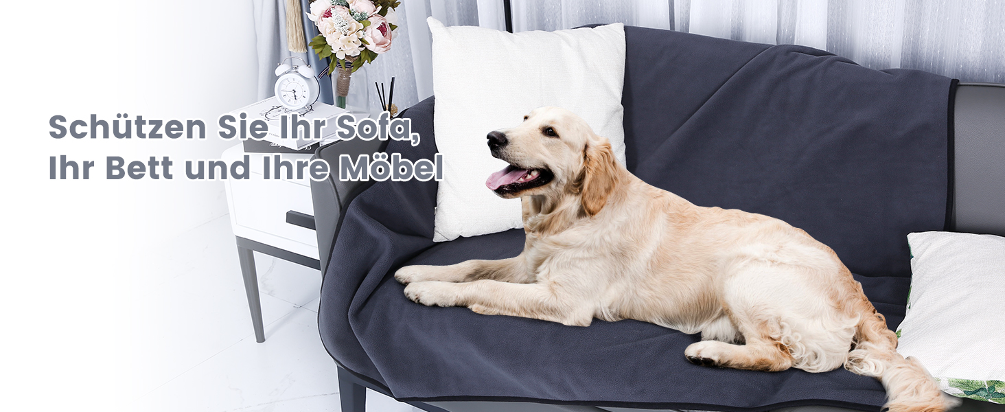 Водонепроникний килимок для собак Happy Hachi 150x127 см, фліс, для софи, машинного прання, автокрісла, меблів (сірий)