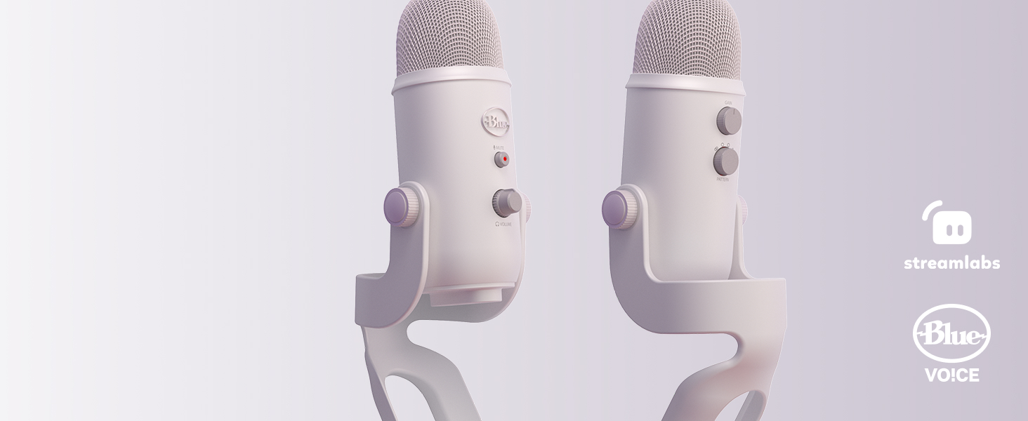 Мікрофон Logitech G Blue Yeti USB для стрімінгу, подкастів та запису (білий). Преміум-якість, Blue VO!CE, сумісний з PC та комп'ютером.