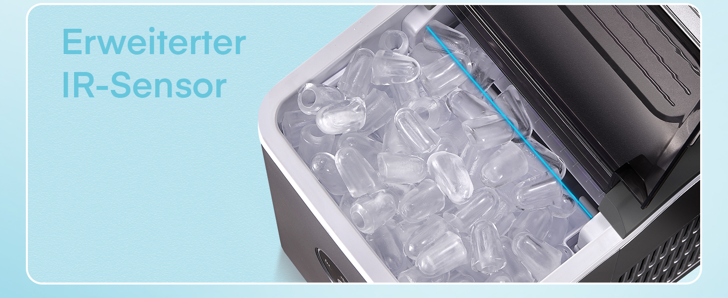 Машина для приготування льоду Eiswürfelmaschine, 14 кг/24 год, 9 кубиків за 6-8 хв, тиха робота, 120W, з лопаткою та кошиком, для дому та офісу (темно-сірий)