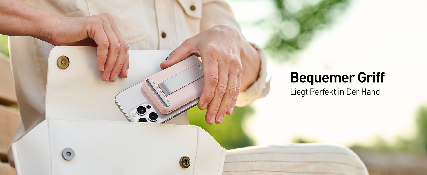 Магнітний бездротовий павербанк iWALK Magnetic 15W 10000mAh, Qi2 сертифікований, з LED-дисплеєм та підставкою, швидка зарядка для iPhone 16/15/14/13/12 Pro Max/Plus/Mini, Рожевий